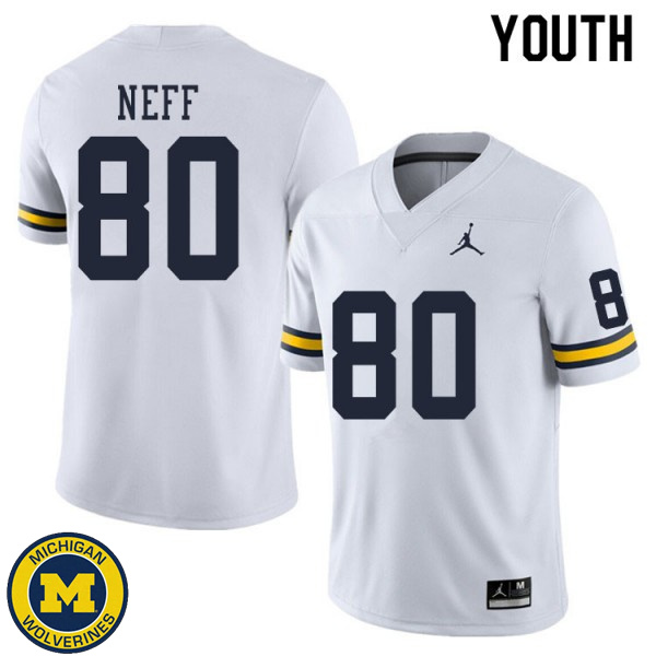 Youth Michigan Wolverines #80 Hunter Neff White Fashion Jersey